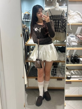 「アイテム（チューブトップ）」を使った、nae🍒さん（レディース・168cm）の秋コーディネート
