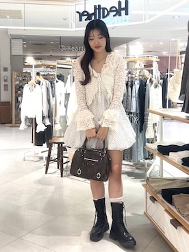 「Heather（ヘザー）のアイテム（バッグ）」を使った、nae🍒さん（レディース・168cm）の春コーディネート