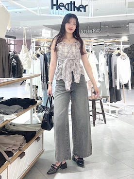 「Heather（ヘザー）のアイテム（バッグ）」を使った、nae🍒さん（レディース・168cm）の春コーディネート