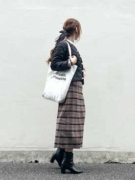 「Traditional Weatherwear」｜「アイテム（ノーカラージャケット）」を使った、syrupさん（レディース・162cm）の秋コーディネート