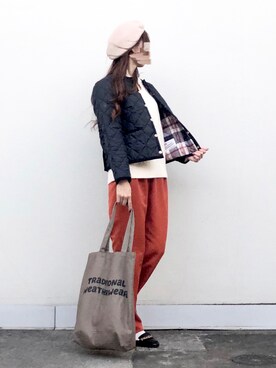 「Te chichi TERRASSE（テチチテラス）のアイテム（ハンチング/ベレー帽）」を使った、syrupさん（レディース・162cm）の秋コーディネート