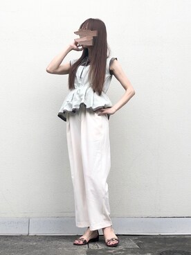 「ぺプラムトップス」｜「アイテム（PC・スマホグッズ/家電）」を使った、syrupさん（レディース・162cm）の夏コーディネート