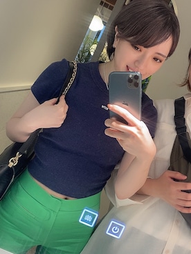 「KITH（キス）のアイテム（Tシャツ/カットソー、ブルー系）」を使った、liiiiisa30さん（レディース・160cm）の夏コーディネート