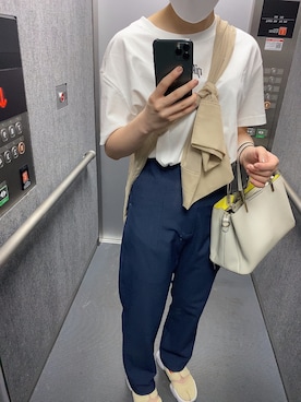 「NIKE（ナイキ）のアイテム（Tシャツ/カットソー、ホワイト系）」を使った、liiiiisa30さん（レディース・160cm）の夏コーディネート