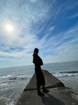 「海」｜「アイテム（ブルゾン）」を使った、kwta.miyuさん（レディース・173cm）の秋コーディネート