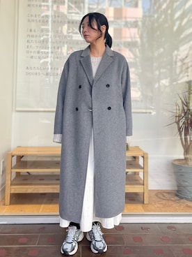 「アイテム（その他アウター、グレー系）」を使った、yosshiinooさん（レディース・161cm）の秋コーディネート