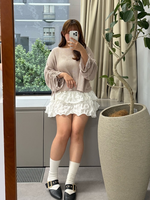 re.__mi23セレクト】シボシボティアードミニスカート（スカート