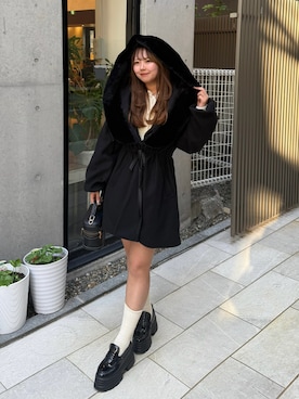 「アイテム（ノーカラーコート）」を使った、may81oさん（レディース・153cm）の秋コーディネート