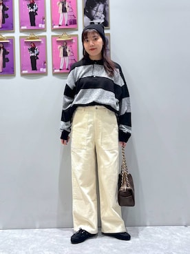 「アイテム（モカシン/デッキシューズ）」を使った、RINO🦋🤍さん（レディース・162cm・20代）の冬コーディネート