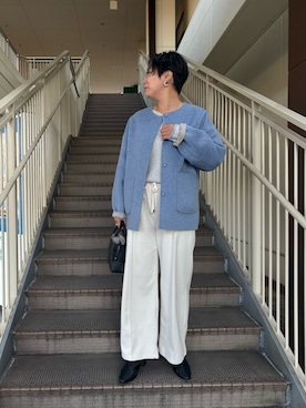 「アイテム（ノーカラージャケット）」を使った、kakkiiijenaさん（レディース・163cm）の秋コーディネート