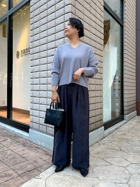 「Jena espace merveilleux(ジェナ エスパスメルヴェイユ)のピーチスキンタックパンツ(その他パンツ、ブラック系)」を使った、kakkiiijenaさん(レディース・163cm)の秋コーディネート