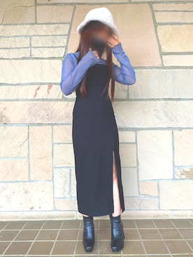 「ZARA（ザラ）のアイテム（ワンピース/ドレス、ブラック系）」を使った、wak☺︎さん（レディース・151cm）の秋コーディネート
