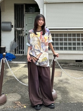 「Knuth Marf（クヌースマーフ）のoyster graphic tee(unisex)（Tシャツ/カットソー、その他）」を使った、Knuth Marfさん（レディース・159cm）の夏コーディネート