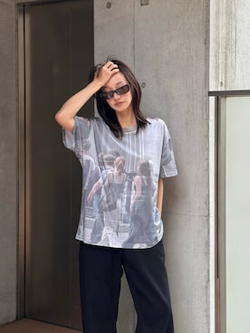 「Knuth Marf（クヌースマーフ）のschool graphic tee(unisex)（Tシャツ/カットソー、その他）」を使った、Knuth Marfさん（レディース・159cm）の夏コーディネート