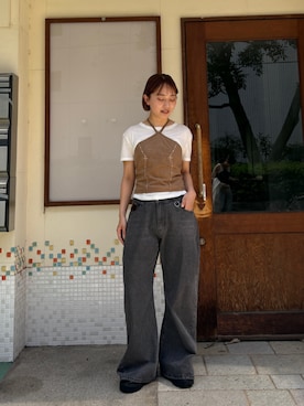 「Knuth Marf（クヌースマーフ）のアイテム」を使った、Knuth Marfさん（レディース・153cm）の夏コーディネート