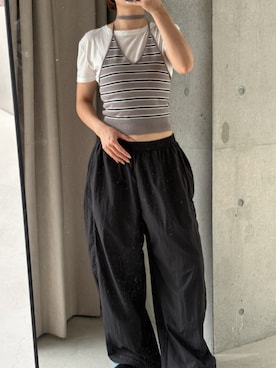 「Knuth Marf（クヌースマーフ）のknit halter bustier（その他トップス、グレー系）」を使った、Knuth Marfさん（レディース・159cm）の夏コーディネート