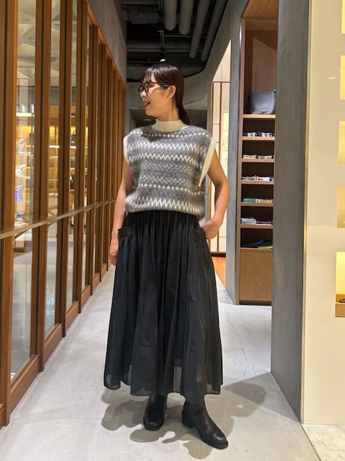 UNITED ARROWS オーガンジー ポケット フレアスカート