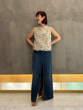 クロシェ風 エンブロイダリー ノースリーブニットを使った人気