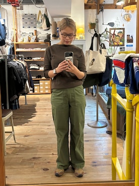 「アイテム（カーゴパンツ）」を使った、ぶんさん（レディース・153cm）の秋コーディネート