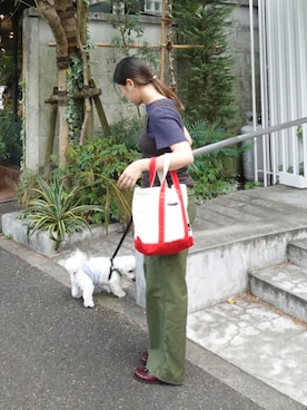 「初秋のパンツスタイル」｜「アイテム（カーゴパンツ）」を使った、ぶんさん（レディース・153cm）の秋コーディネート