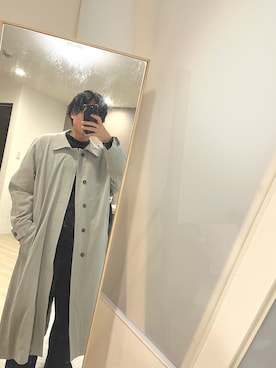 「GUコーデ」｜「アイテム（ステンカラーコート）」を使った、yuuukeyさん（メンズ・164cm）の冬コーディネート