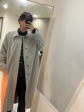 「WYM」｜「アイテム（ステンカラーコート）」を使った、yuuukeyさん（メンズ・164cm）の冬コーディネート