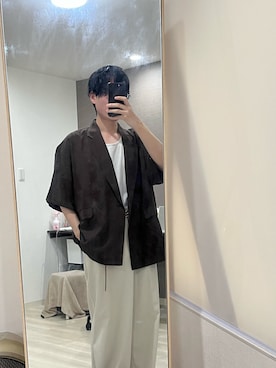 「アイテム（セットアップ、ブラウン系）」を使った、yuuukeyさん（メンズ・164cm）の夏コーディネート
