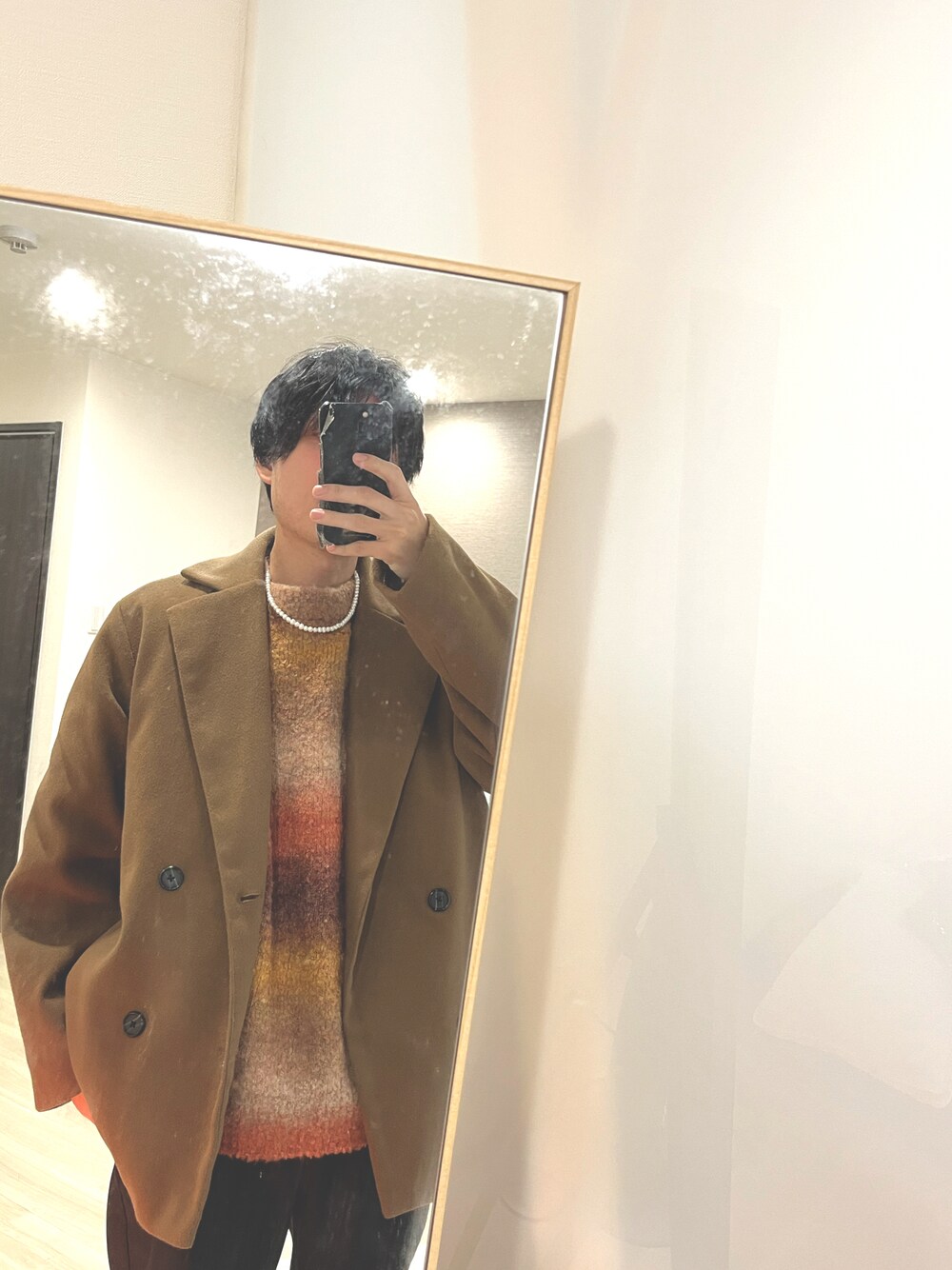 「UNIQLO、shiki tokyo、ADRER、adrer、remer、ユニクロ、きれいめカジュアル、プチプラ、プチプラコーデ、冬コーデ、デート、デートコーデ、シンプルコーデ、大人カジュアル、カジュアルコーデ」｜「remerのloose melton pea coat jacket/ルーズメルトンPコートジャケット（ピーコート、ブラウン系）」を使った、yuuukeyさん（メンズ・164cm）の冬コーディネートの1枚目の写真
