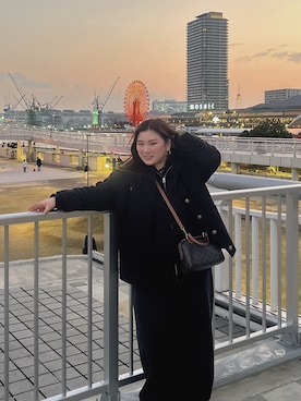 「ワントーンコーデ」｜「アイテム（ノーカラージャケット）」を使った、SHさん（レディース・158cm）の冬コーディネート