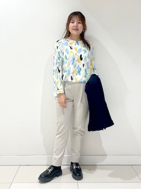 「アイテム（スーツジャケット、ブルー系）」を使った、YUUKIさん（レディース・157cm）の春コーディネート