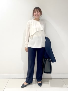 「アイテム（スーツジャケット、ブルー系）」を使った、YUUKIさん（レディース・157cm）の冬コーディネート