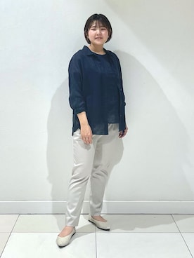 「リネンブラウス」｜「アイテム（その他）」を使った、YUUKIさん（レディース・157cm）の春コーディネート