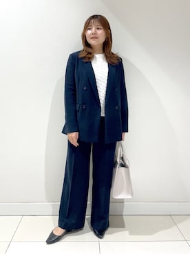 「アイテム（スーツジャケット、ブルー系）」を使った、YUUKIさん（レディース・157cm）の冬コーディネート