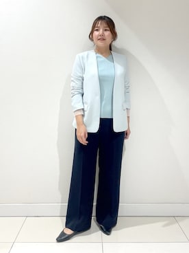 「アイテム（スーツジャケット、グリーン系）」を使った、YUUKIさん（レディース・157cm）の冬コーディネート