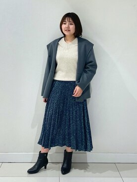 「インディヴィ」｜「アイテム（その他アウター）」を使った、YUUKIさん（レディース・157cm）の冬コーディネート