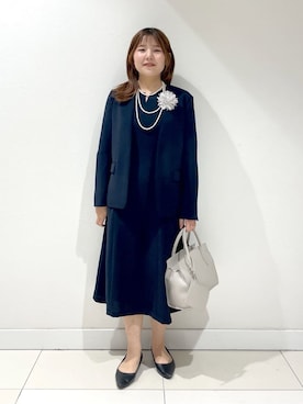 「アイテム（スーツジャケット、ブルー系）」を使った、YUUKIさん（レディース・157cm）の冬コーディネート