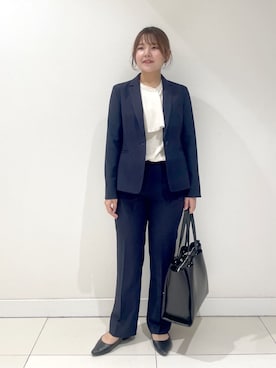 「アイテム（スーツジャケット、ブルー系）」を使った、YUUKIさん（レディース・157cm）の冬コーディネート