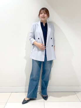 「アイテム（スーツジャケット、グレー系）」を使った、YUUKIさん（レディース・157cm）の春コーディネート