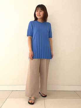 「ブルーニット」｜「アイテム（その他）」を使った、YUUKIさん（レディース・157cm）の春コーディネート