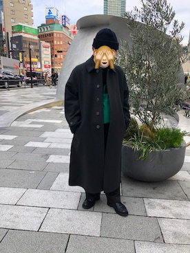 「MAISON SPECIAL（メゾンスペシャル）のアイテム（ステンカラーコート）」を使った、kazukingさん（メンズ・163cm）の冬コーディネート