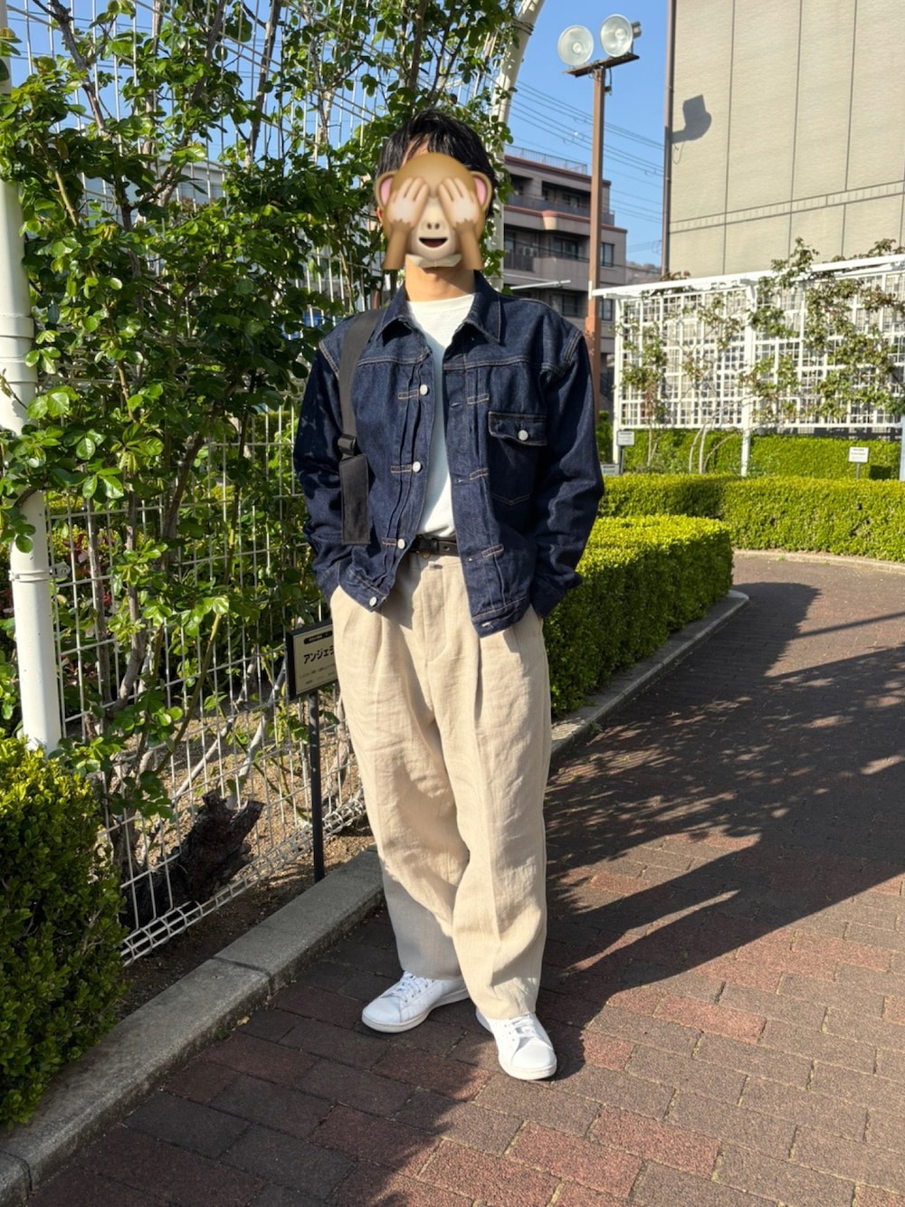 「春めき満開コーデ、デニムジャケット、チノパン、シオタ、休日コーデ」｜「CIOTAのCIOTA / シオタ：本藍 スビンコットン 13,5oz デニムジャケット：JKLM-101M-NIDBL-D[STD]（デニムジャケット、ブルー系）」を使った、kazukingさん（メンズ・163cm）の春コーディネートの1枚目の写真