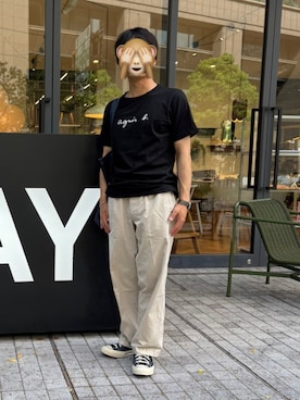 「アイテム（チノパンツ）」を使った、kazukingさん（メンズ・163cm）の夏コーディネート