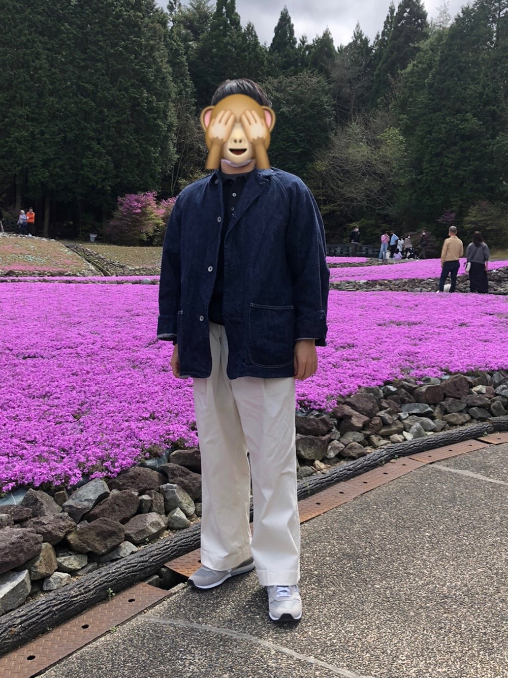 「休日コーデ、春服、ワークジャケット、COMOLI、crepuscule、New Balance、きれいめカジュアル」｜「FORK&SPOONの『WEB/一部店舗限定カラー』FORK&SPOON　ワンタックチノパンツ（チノパンツ、ホワイト系）」を使った、kazukingさん（メンズ・163cm）の春コーディネートの1枚目の写真