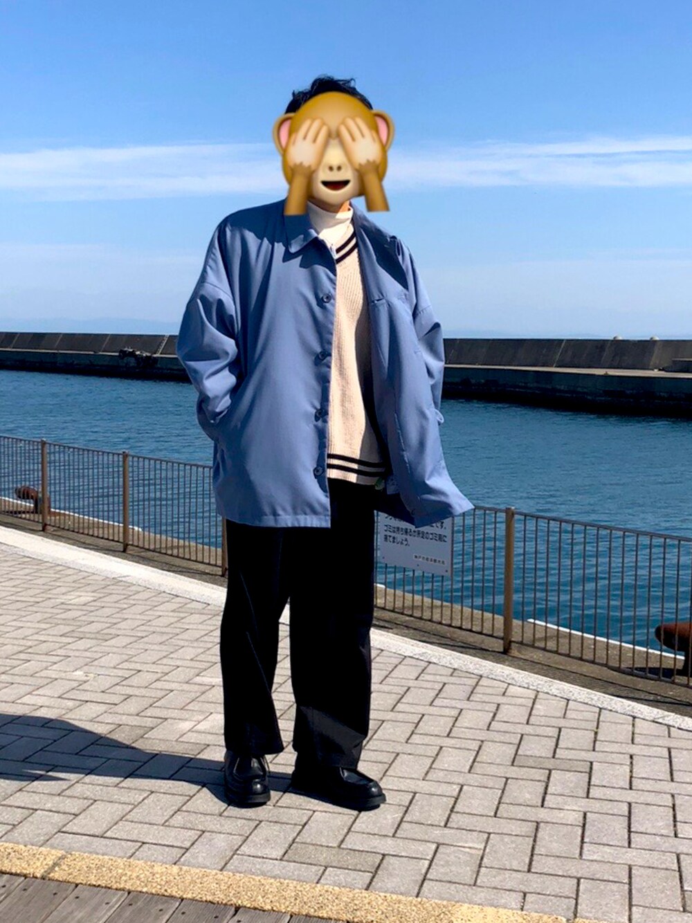 「休日スタイル、ビッグシルエット、低身長コーデ、はるコーデ」｜「HAREのライトドルマンブルゾン(HARE)（ブルゾン、ブルー系）」を使った、kazukingさん（メンズ・163cm）の春コーディネートの1枚目の写真
