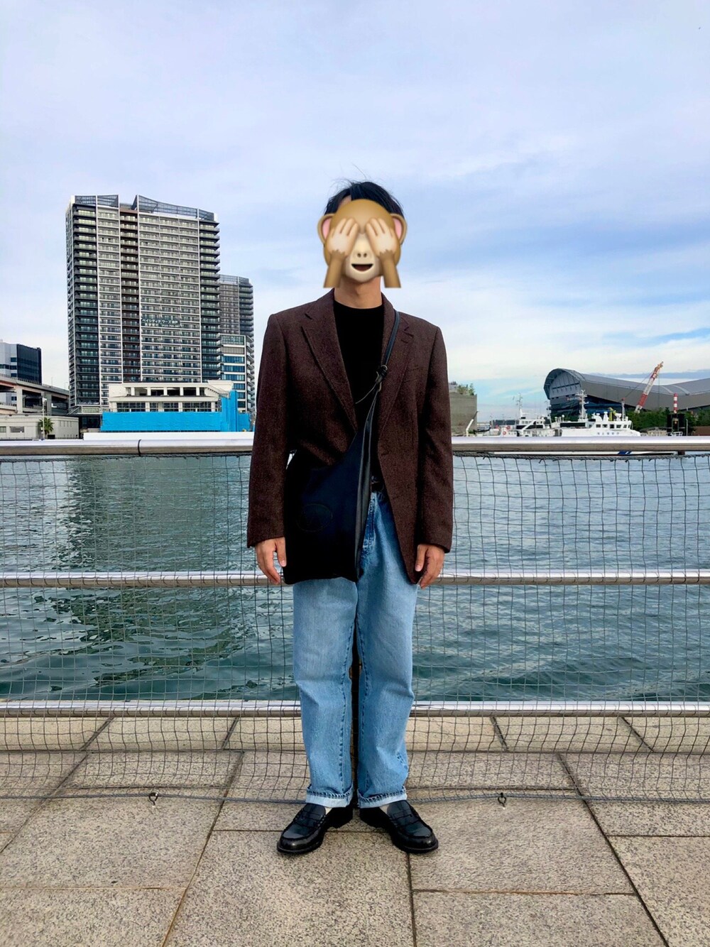 「デニム、ジャケット、休日スタイル、ローファー」｜「A.PRESSEのアイテム（デニムパンツ、ブルー系）」を使った、kazukingさん（メンズ・163cm）の秋コーディネートの1枚目の写真