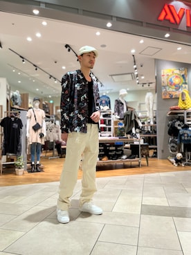 「ごきげんウィーク」｜「アイテム（ハンチング/ベレー帽）」を使った、RENさん（メンズ・181cm）の春コーディネート