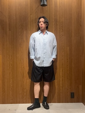 「URBAN RESEARCH（アーバンリサーチ）のLINEN REGULAR SHIRTS（シャツ/ブラウス、ブルー系）」を使った、松井 颯真（マツイ ソウマ）さん（メンズ・175cm）の春コーディネート