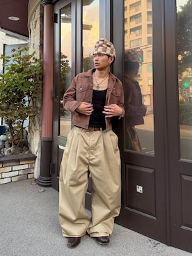 「アイテム（ニットキャップ/ビーニー）」を使った、らいさん（メンズ・165cm）の秋コーディネート