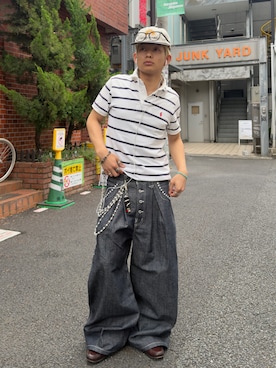 「アイテム（キャップ）」を使った、らいどさん（メンズ・165cm）の夏コーディネート