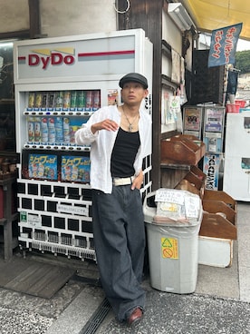 「アイテム（ハンチング/ベレー帽）」を使った、らいさん（メンズ・165cm）の夏コーディネート